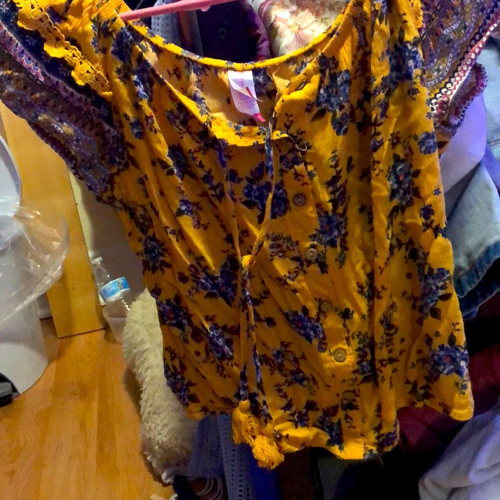 Yellow floral crop top